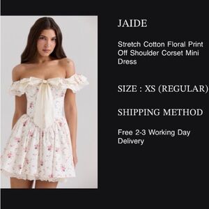 House of CB JAIDE Stretch cotton floral print off shoulder Corset Mini Dress